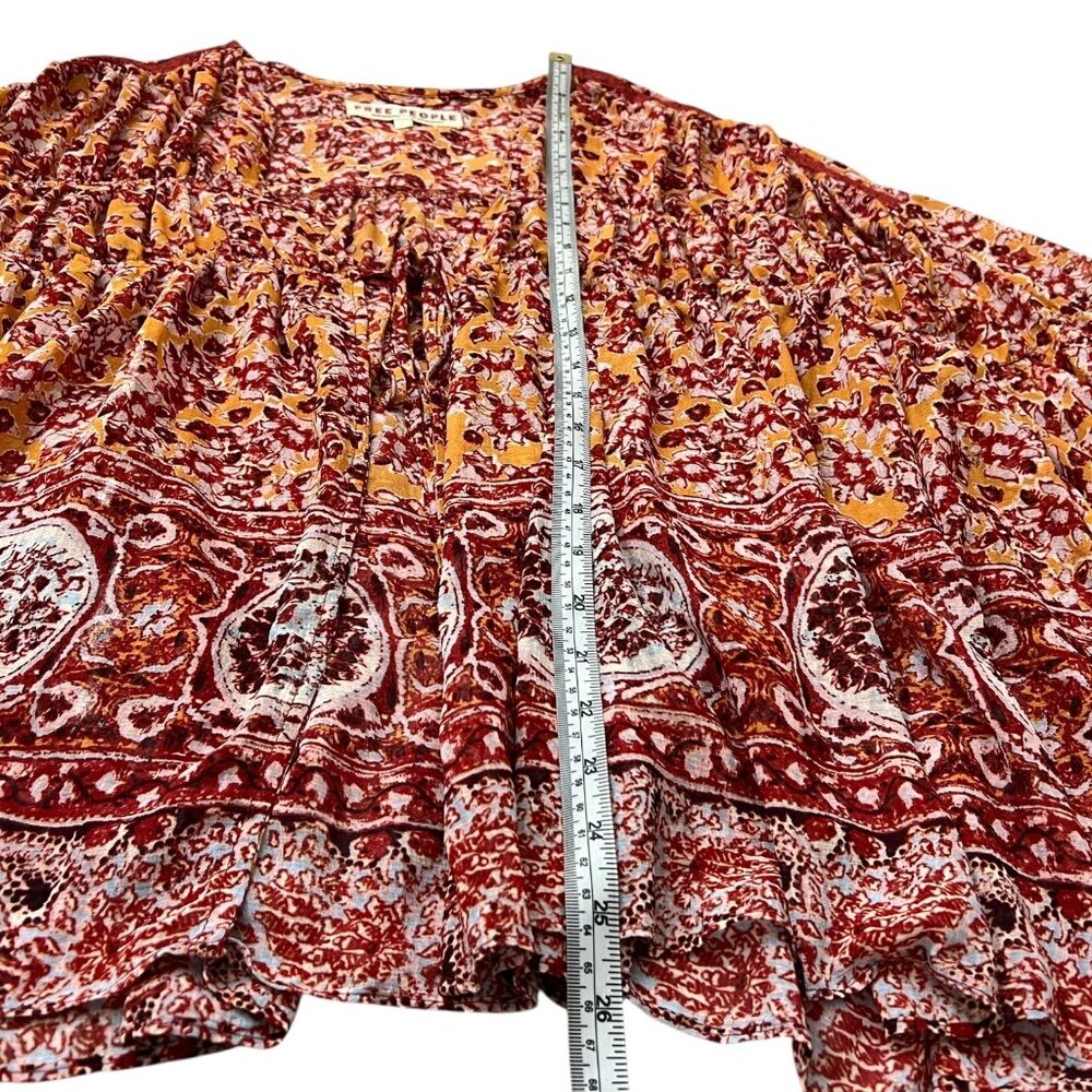 Free People Red and Yellow Floral Blouse - Picture 8 of 9